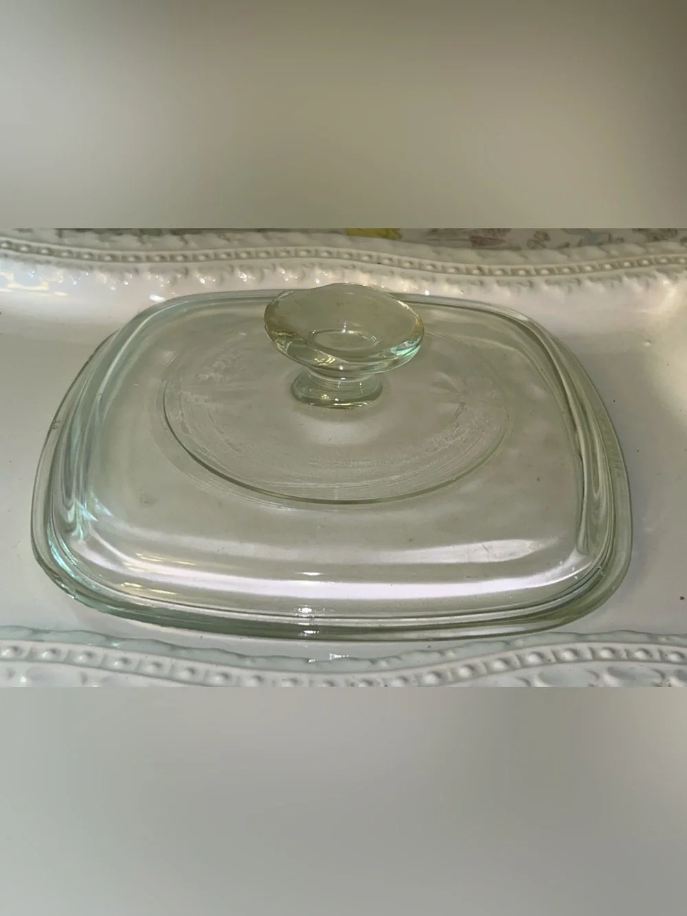 Pyrex Clear Glass Replacement Lid Vintage Square 6in Inner Rim 7 In Outer Rim